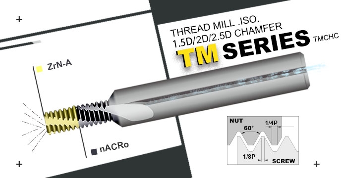 Thread Mill Cutter ISO 1.5D/2D/2.5D Chamfer Coolant
